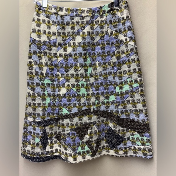 Etcetera Geo Design tweed wool blend women’s skirt front and back pleats size 2 - Picture 4 of 5